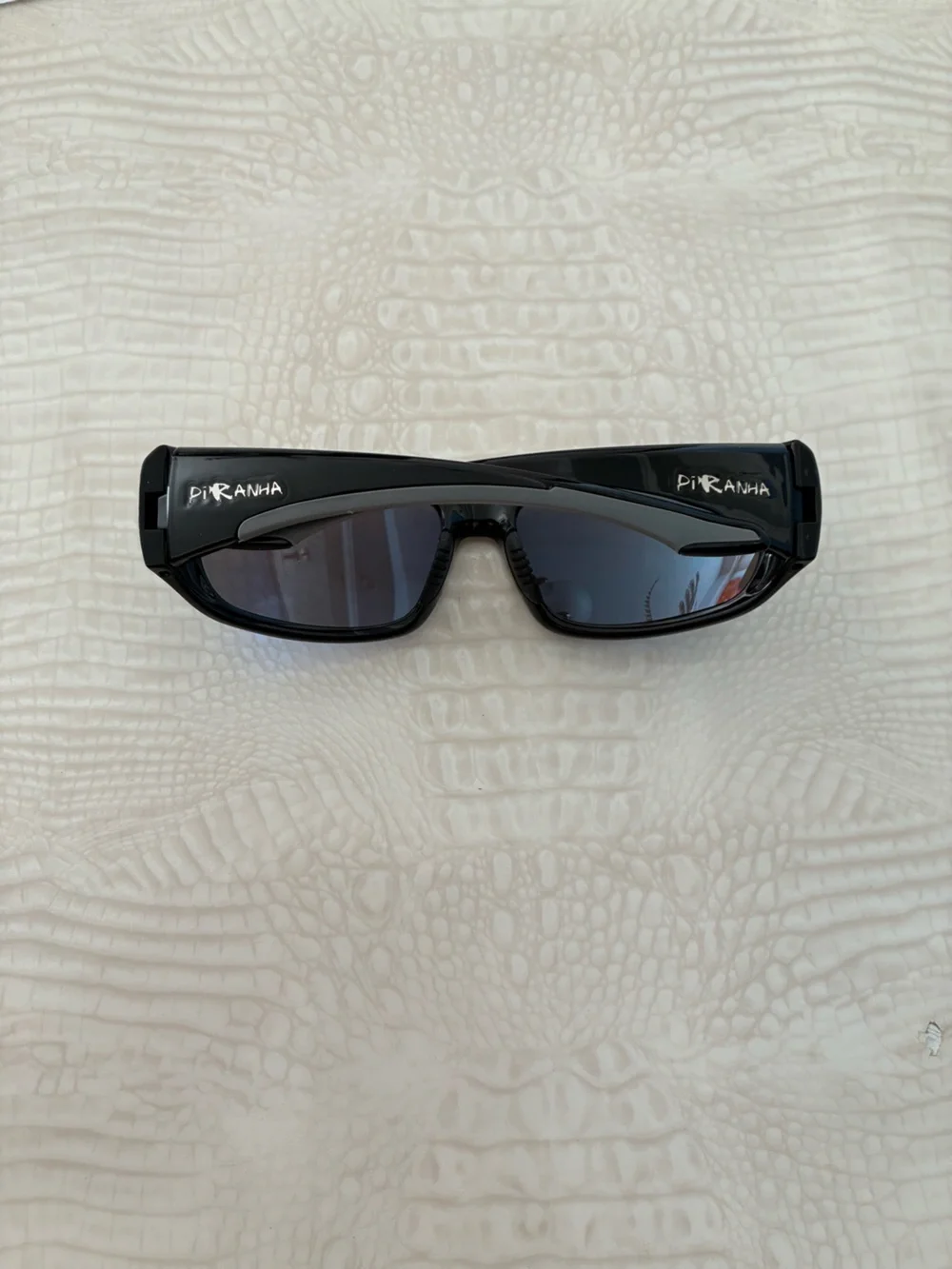 Piranha Men's Black Sunglasses with Blue Mirrored Lenses